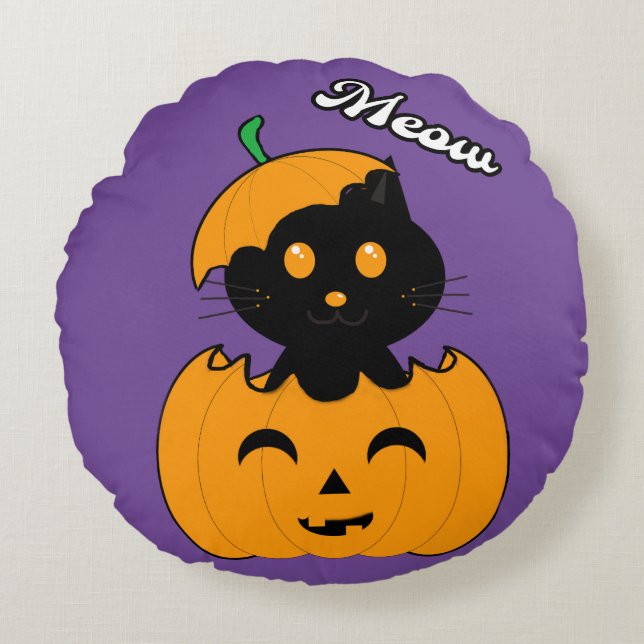 Cat-lloween Round Cojín Round Cushion (Front)