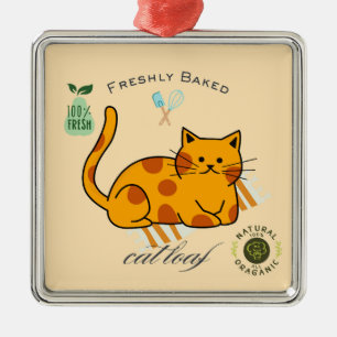 Cat Loaf Funny Metal Ornament