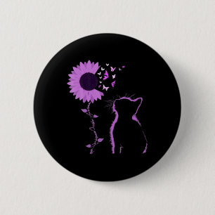 Cat Look Purple Sunflower Butterfly Overdose Aware 6 Cm Round Badge