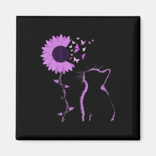 Cat Look Purple Sunflower Butterfly Overdose Aware Magnet