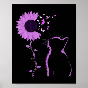 Cat Look Purple Sunflower Butterfly Overdose Aware Poster