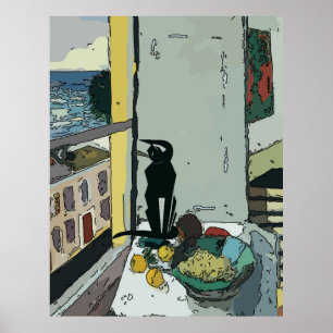 Cat Looking from Window Poster