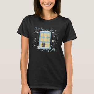 Cat Looking Through Winter Window  Cold Days Ahead T-Shirt
