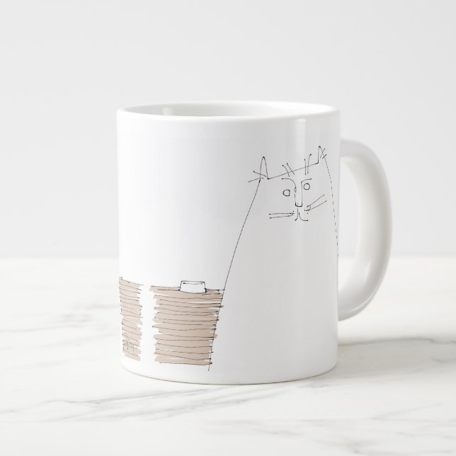 Cat looking with empty dish large coffee mug (Front Right)