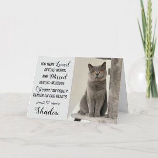 Cat Loss Sympathy Card Personalized Photo Pet Name