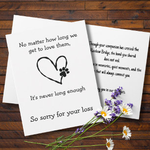 Cat Loss Sympathy Card with Heart and Paw