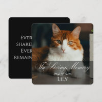 Cat Loss Sympathy Card with Pet Photo & Name Black