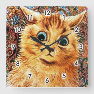 Cat, Louis Wain Square Wall Clock