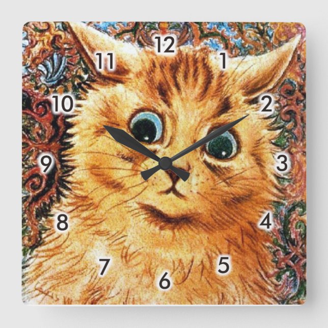 Cat, Louis Wain Square Wall Clock (Front)