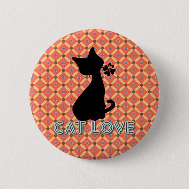 Cat Love Botton 6 Cm Round Badge (Front)