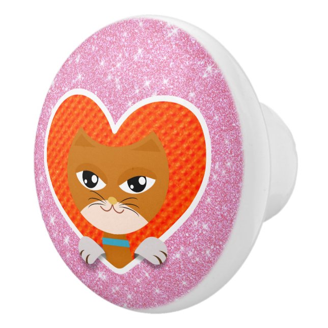 Cat Love Ceramic Knob (Right)