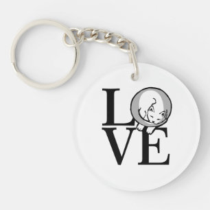 Cat Love Click to Customise Background Colour Key Ring
