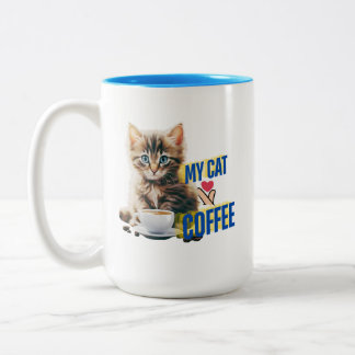 Cat love coffee  Two-Tone coffee mug