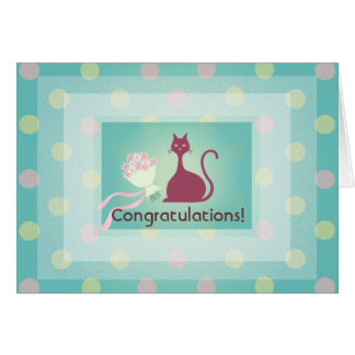 Cat Love Flowers Congratulations Greeting Card