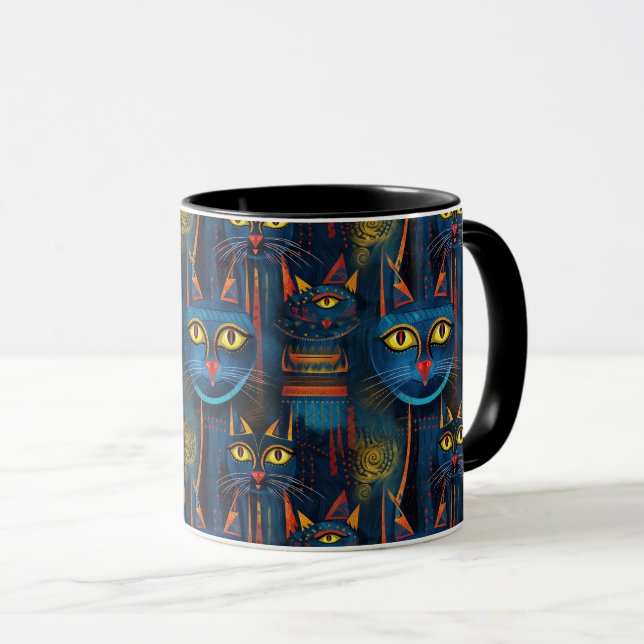 Cat Love Geometric Gothic Art Mug (Front Right)