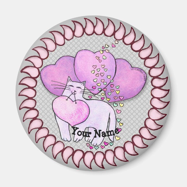 Cat Love Heart magnet (Front)