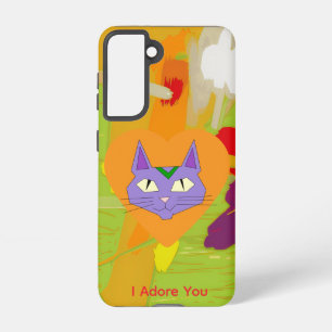 Cat Love Heart Samsung Galaxy Phone Case