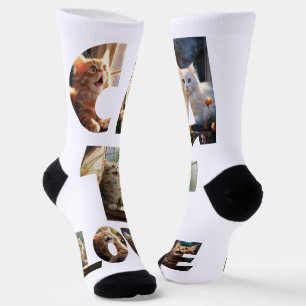 Cat Love I Cut Out Photos Socks