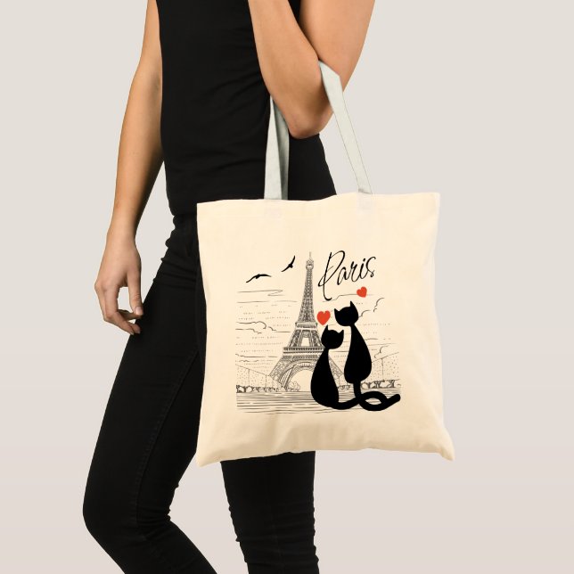 Cat love in Paris Tote Bag (Front (Product))