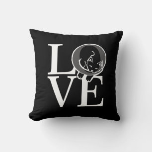 Cat Love on Black Decor Cushion