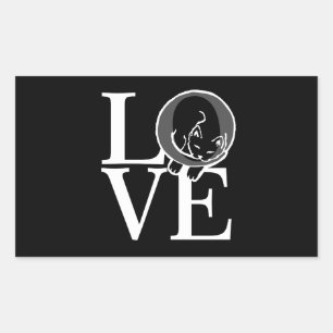 Cat Love on Black Decor Rectangular Sticker