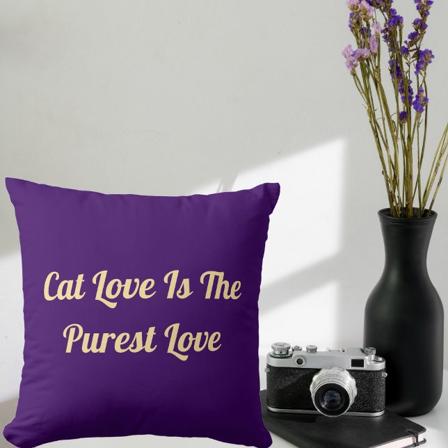 Cat Love Purest Personalise Cute Funny Cool Purple Cushion (Creator Uploaded)