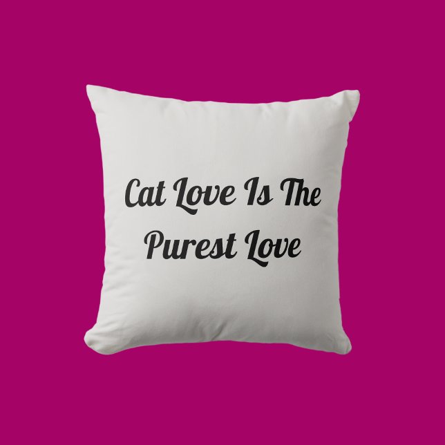 Cat Love Purest Personalise Cute Funny Light Grey Cushion (Creator Uploaded)