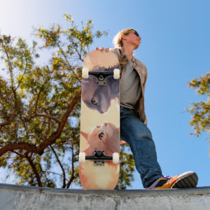 Cat Love Romance Watercolor Whispers Skateboard