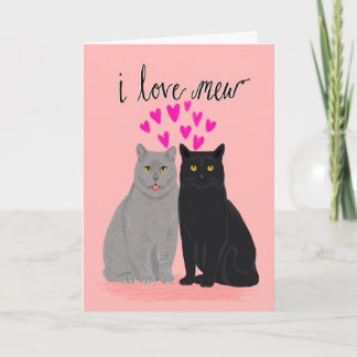 Cat Love Valentines Day - I Love Mew two cats card
