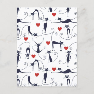 Cat love world postcard