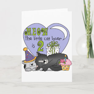 Cat Lover 2nd Birthday Tshirts and Gifts Card