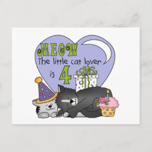 Cat Lover 4th Birthday T-shirts and Gifts Postcard