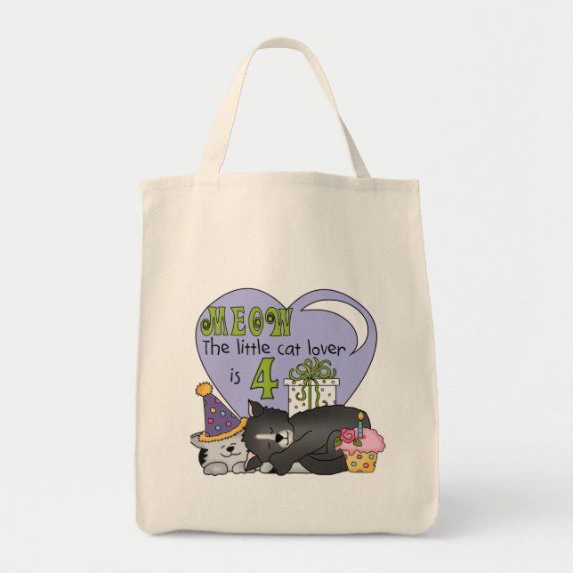 Cat Lover 4th Birthday  T-shirts and Gifts Tote Bag (Front)