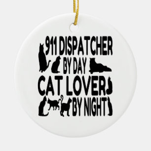 Cat Lover 911 Dispatcher Ceramic Tree Decoration