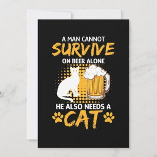 Cat Lover A Man With Beer And Cat Invitation