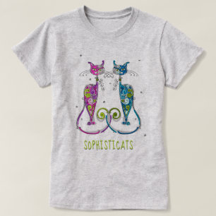 CAT LOVER Abstract Sophisticated Fancy Cats T-Shirt