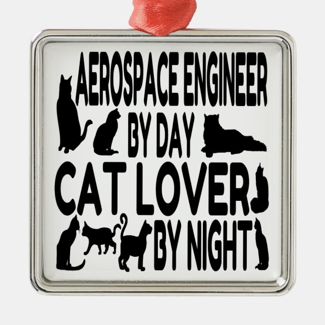 Cat Lover Aerospace Engineer Metal Tree Decoration (Front)