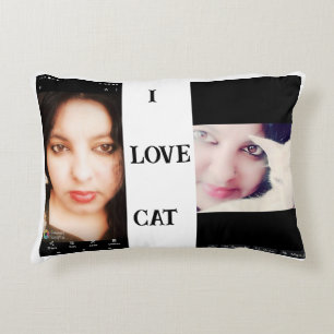 CAT LOVER AND UR IMAGES AND WRITE THAT I LOV CAT DECORATIVE CUSHION
