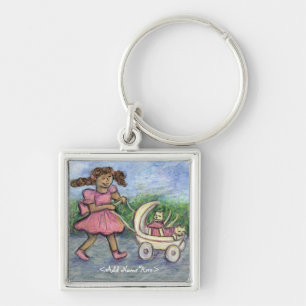 Cat Lover Baby Stroller Personalised Art Keychain