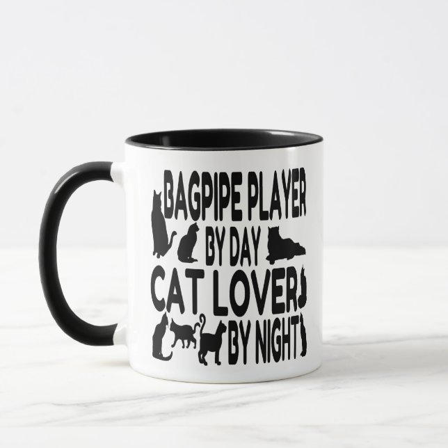 Cat Lover Bagpipe Player Mug (Left)