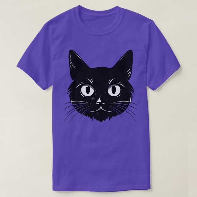 Cat Lover Black and White Cute Black Kitten Face t T-Shirt (Design Front)