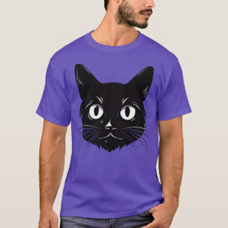Cat Lover Black and White Cute Black Kitten Face t T-Shirt
