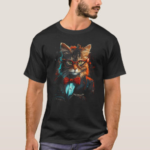 Cat Lover Bookworm Reading Glasses Cute Cat Design T-Shirt