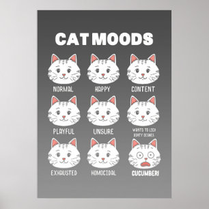 Cat Lover Cat Moods Poster