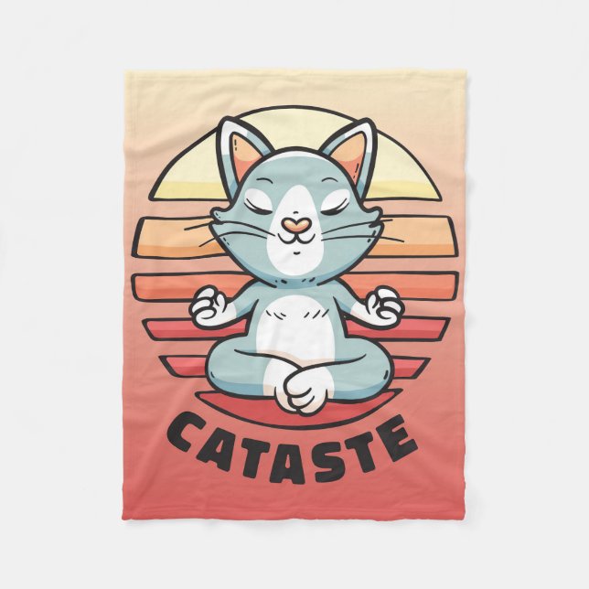 Cat Lover Cataste Yoga Cat Fleece Blanket (Front)