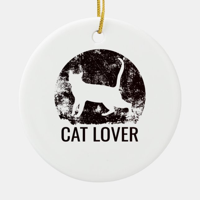Cat Lover Ceramic Ornament (Front)