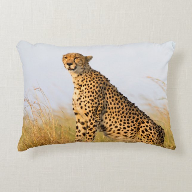 Cat lover cheetah photo decorative cushion (Front)