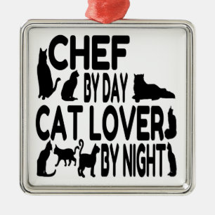 Cat Lover Chef Metal Tree Decoration