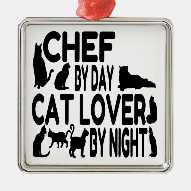 Cat Lover Chef Metal Tree Decoration (Front)