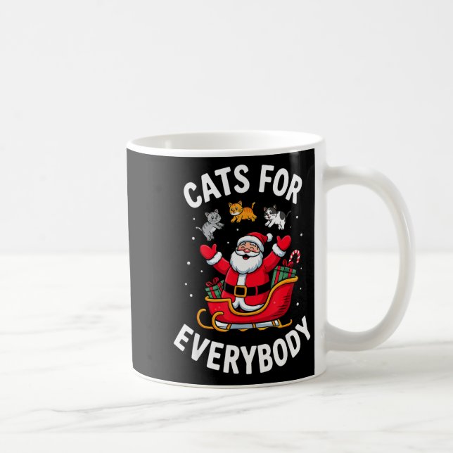 Cat Lover Christmas Santa Sleigh Cats For Everybod Coffee Mug (Right)